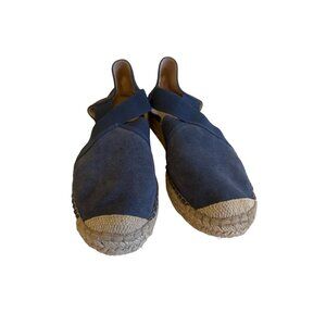 Fabiolas Navy Suede Espadrille Wedge Sandals Handcrafted In Spain